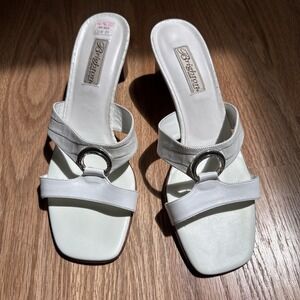 Brighton TAHLIA Women Lark Patent Croc Leather white Slide Sz. 9 M Made in Italy